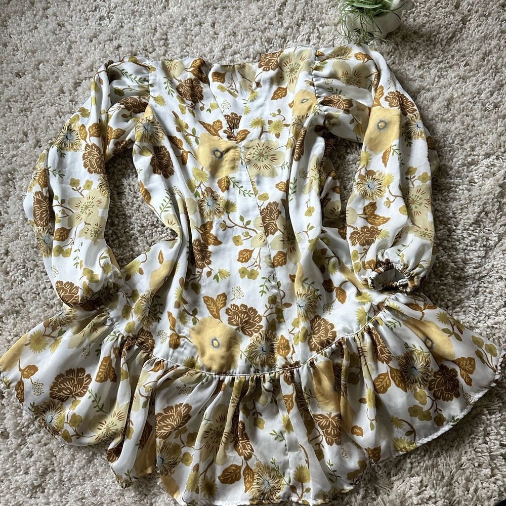 White and yellow hippie chick vintage 90s midi casual wedding party summ…